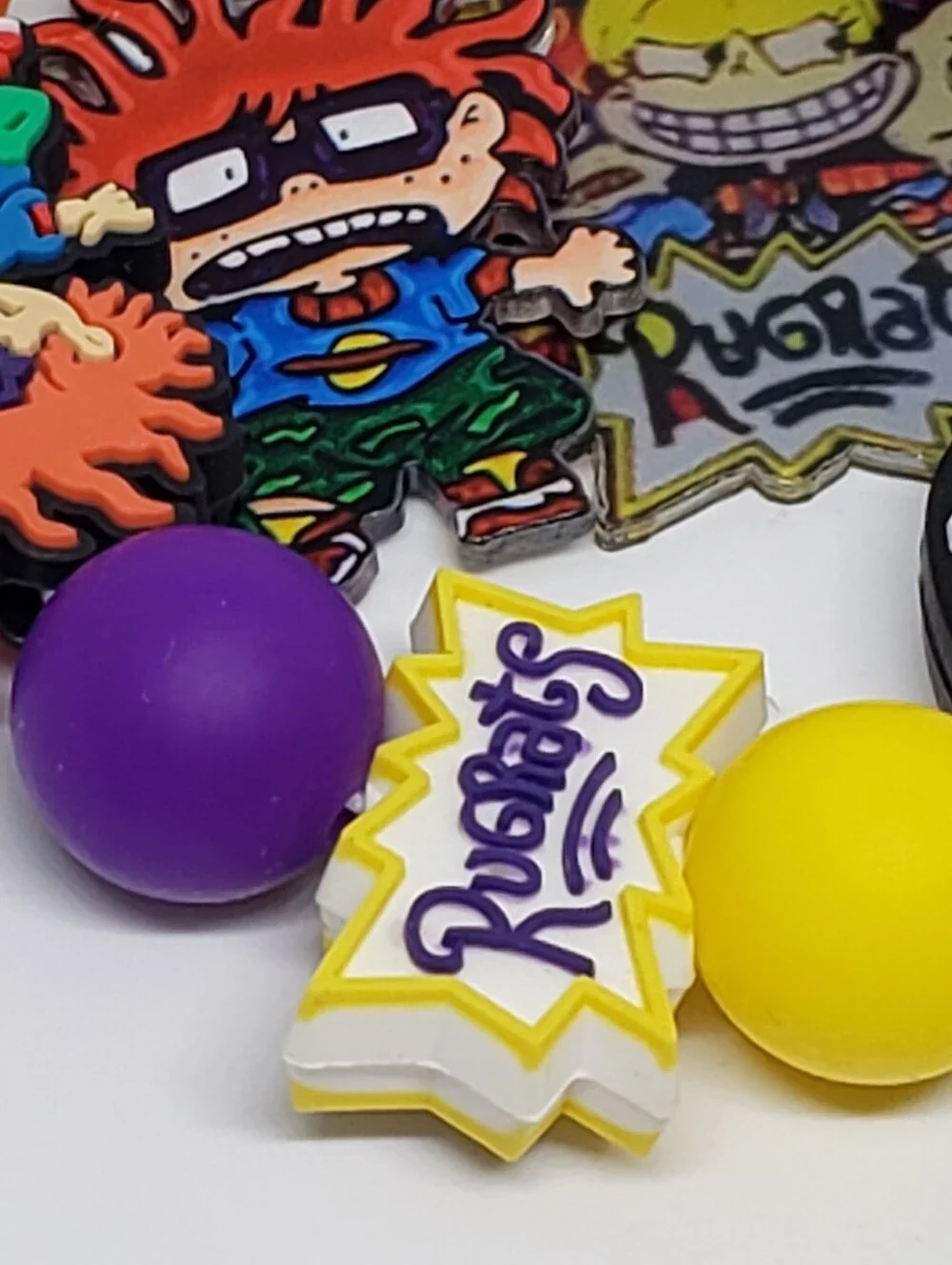 Handmade Rugrats Tommy Pickles Chuckie Finster Silicone Beaded Keychain Wristlet